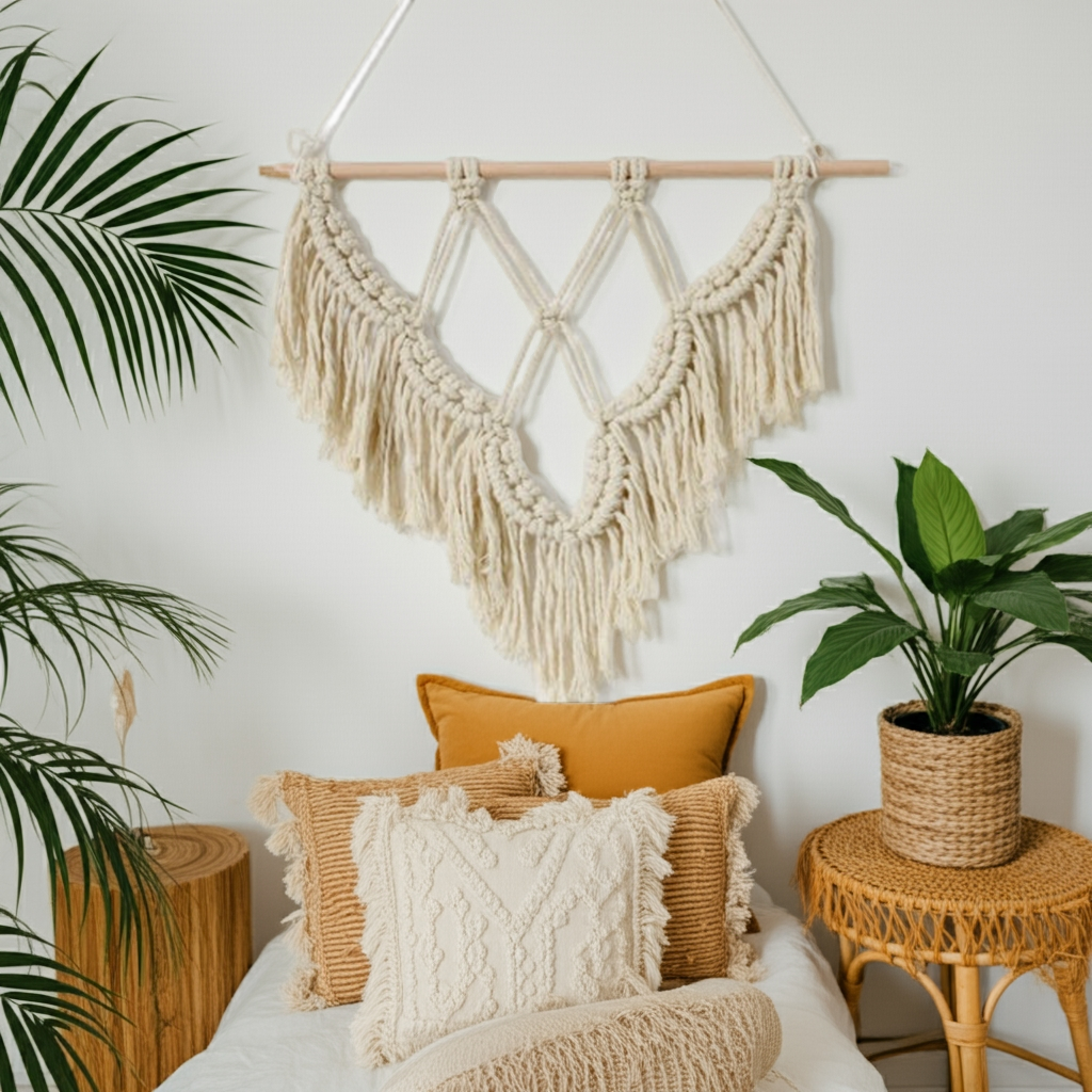 Boho Macrame Wall Hanging Handmade Cotton Rope Home Décor