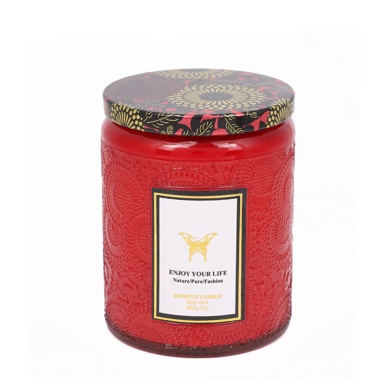 Serenity Embossed Glass Aromatherapy Soy Candle