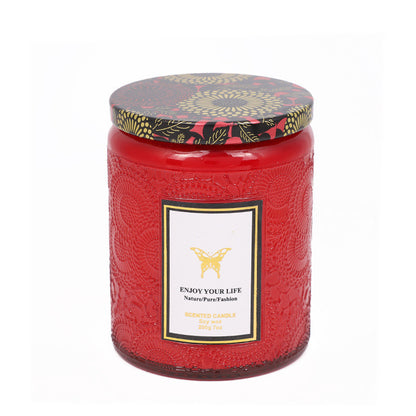 Serenity Embossed Glass Aromatherapy Soy Candle