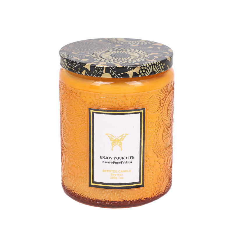 Serenity Embossed Glass Aromatherapy Soy Candle