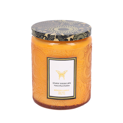 Serenity Embossed Glass Aromatherapy Soy Candle