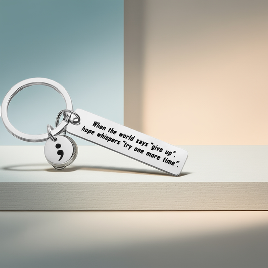 Mental Health Awareness Keychain: Semicolon Inspirational Jewelry