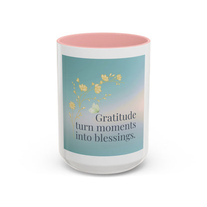 Gratitude Coffee Mug 15oz – Inspirational Accent Mug for Morning Rituals & Positive Energy