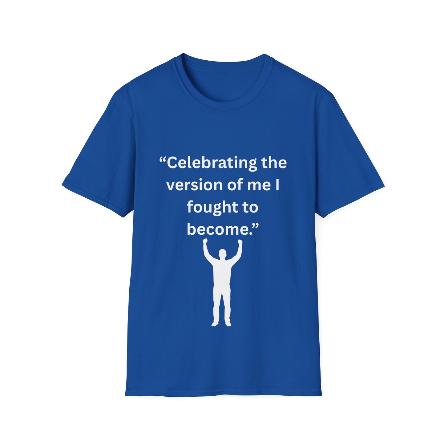 "Celebrating The Version of Me" — Empowered Man Unisex Softstyle Tee (White Print)