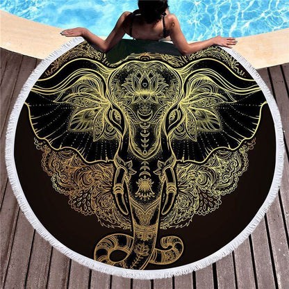 Elephant, Turtle, Owl, Fish Animal Beach Towel Mat