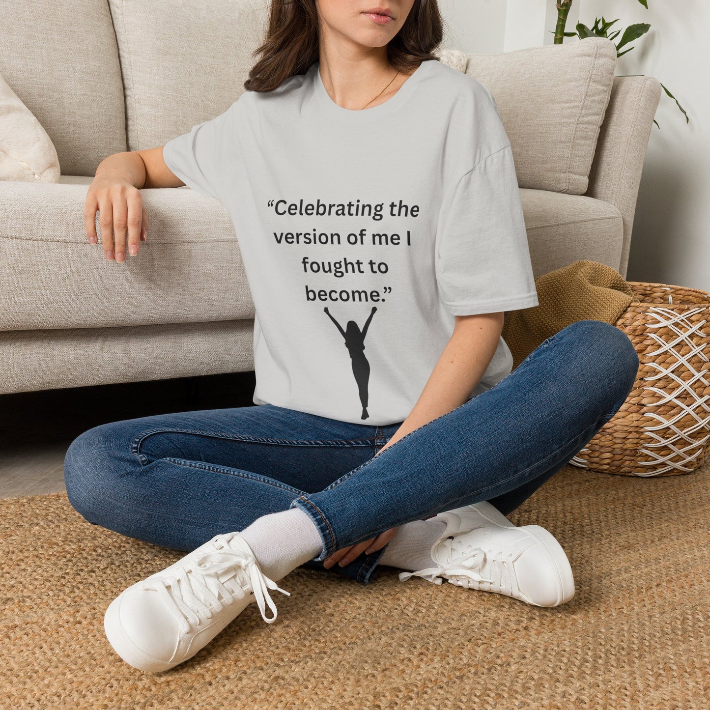 "Celebrating The Version of Me" — Empowered Woman Unisex Softstyle Tee (Black Print)