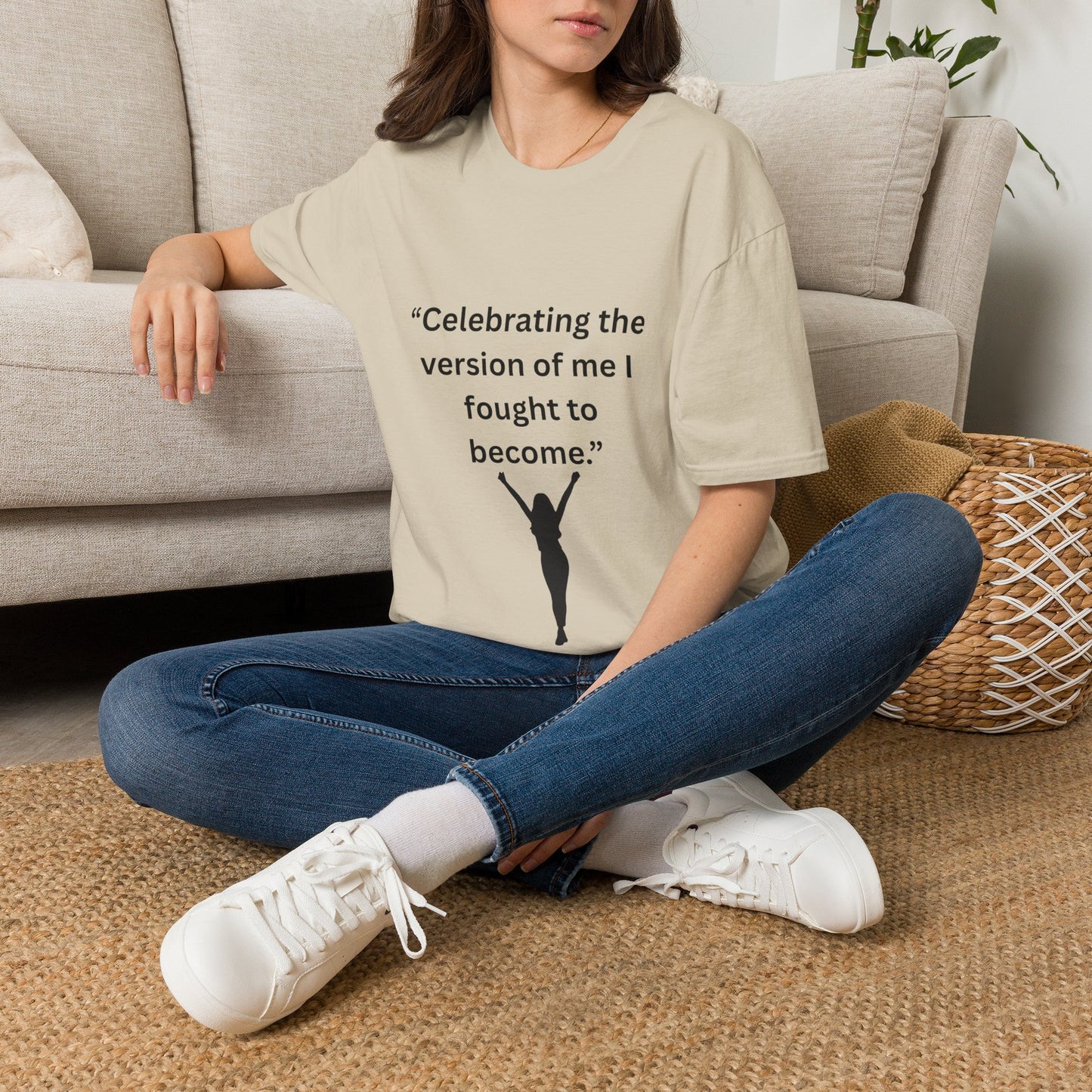 "Celebrating The Version of Me" — Empowered Woman Unisex Softstyle Tee (Black Print)