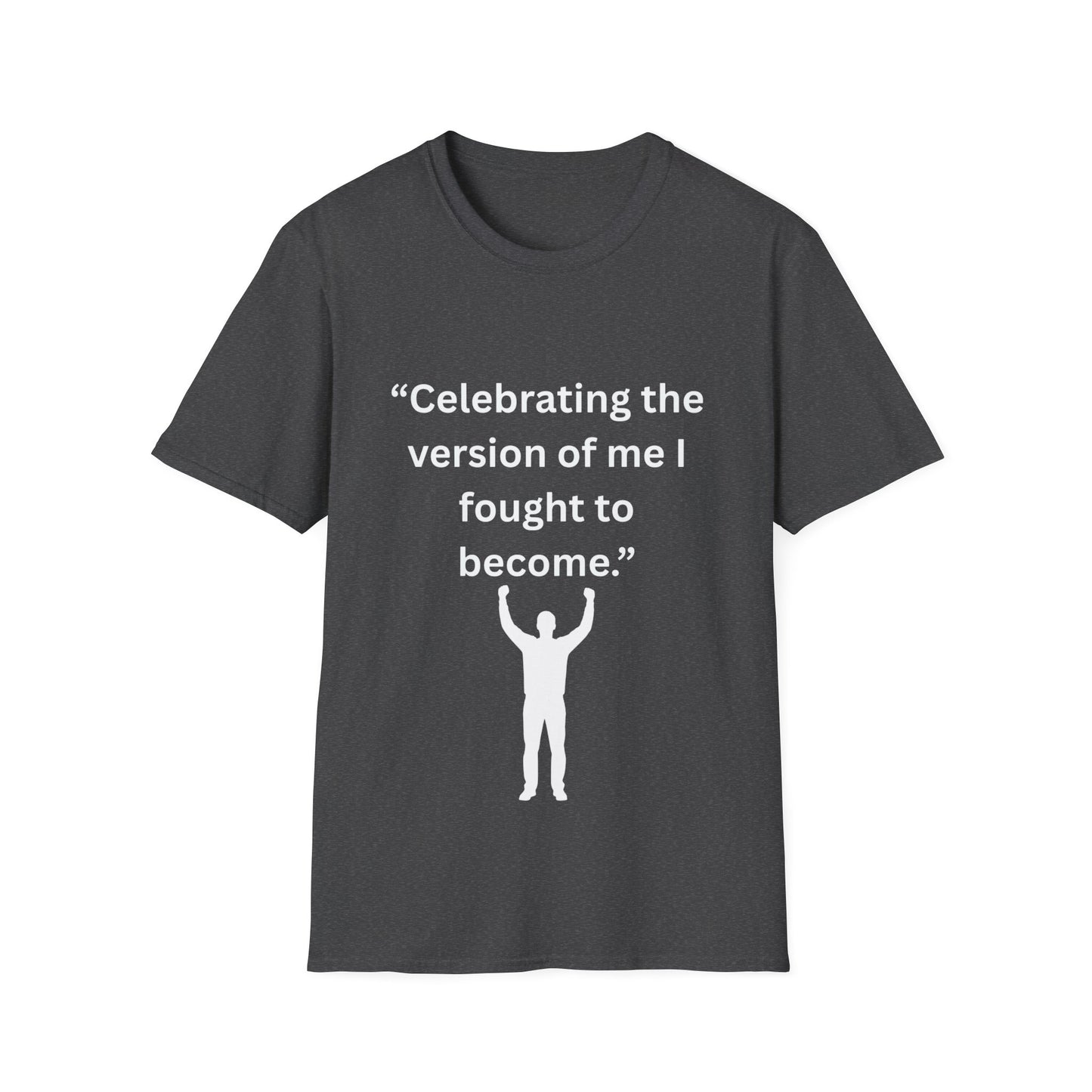 "Celebrating The Version of Me" — Empowered Man Unisex Softstyle Tee (White Print)