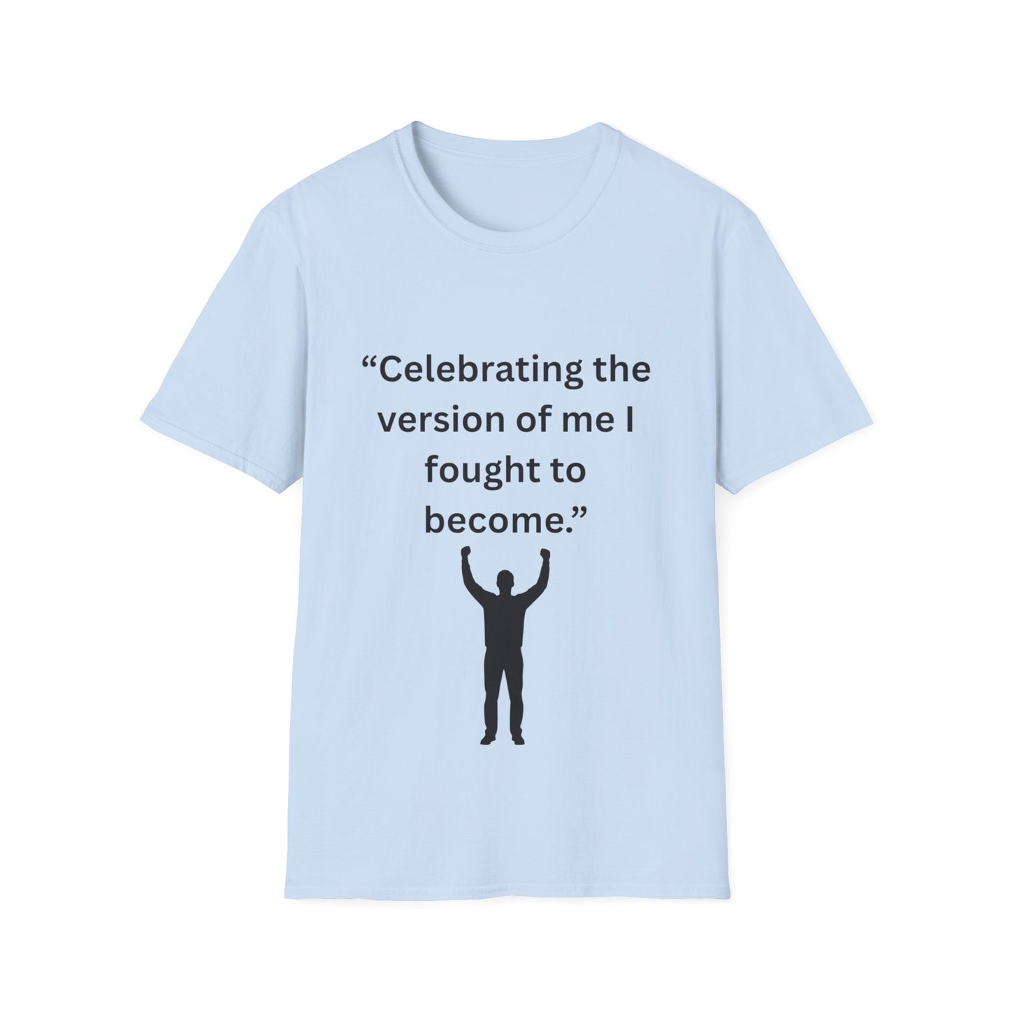 "Celebrating The Version of Me" — Empowered Man Unisex Softstyle Tee (Black Print)