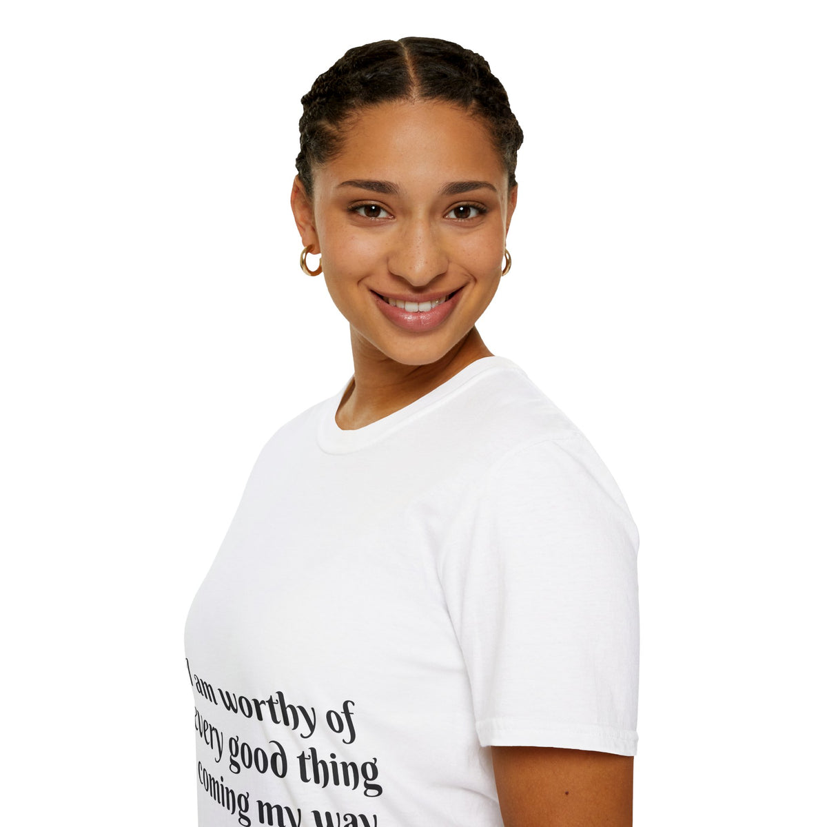 "I Am Worthy of Every Good Thing Coming My Way" — Unisex Softstyle T‑Shirt