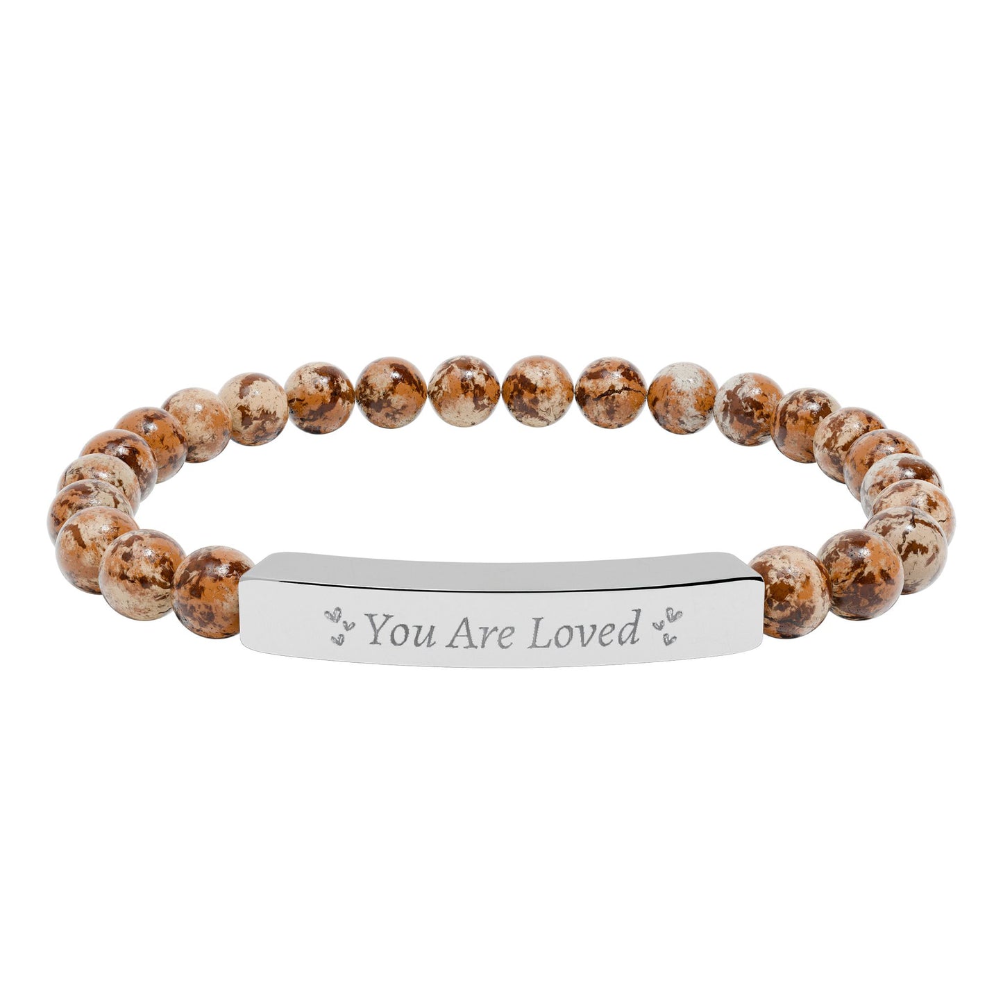 You Are Loved Natural Stone Bar Bracelet – Genuine Gemstone Stretch Jewelry Gift