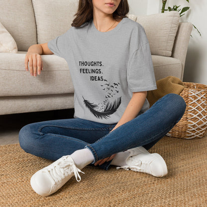 "Thoughts. Feelings. Ideas." — Unisex Softstyle T‑Shirt (Black Print)