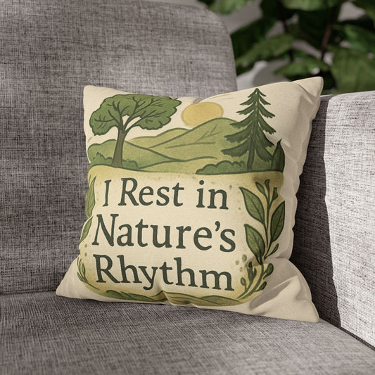 Nature’s Rhythm Decorative Pillow - I Rest in Nature’s Rhythm Square Throw Pillow
