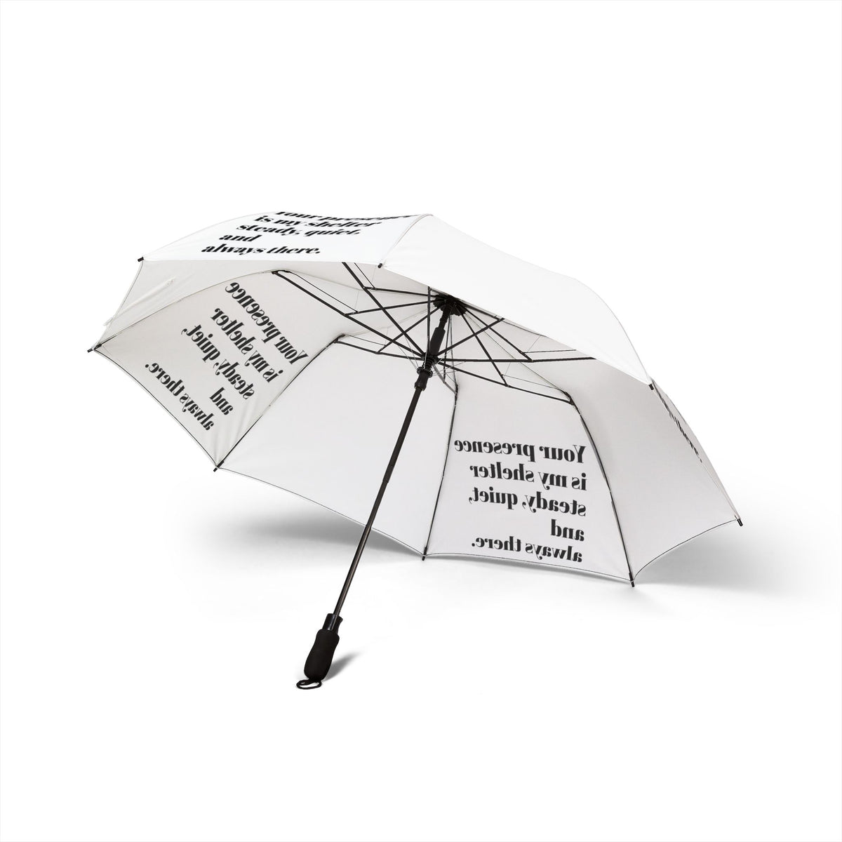 “Your Presence Is My Shelter” — White Semi‑Automatic Foldable Umbrella