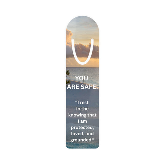 You Are Safe Light Gray Personalized Aluminum Bookmark – Inspirational Gift for Book Lovers