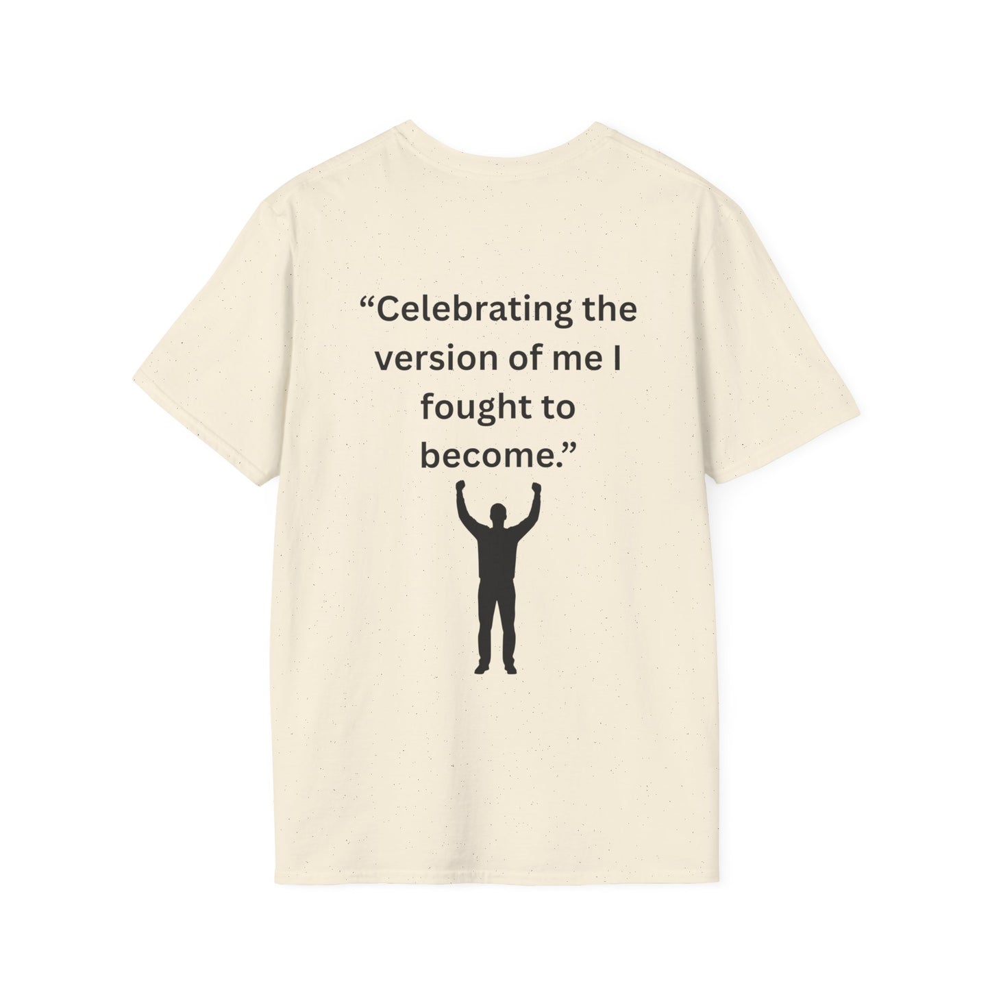 "Celebrating The Version of Me" — Empowered Man Unisex Softstyle Tee (Black Print)