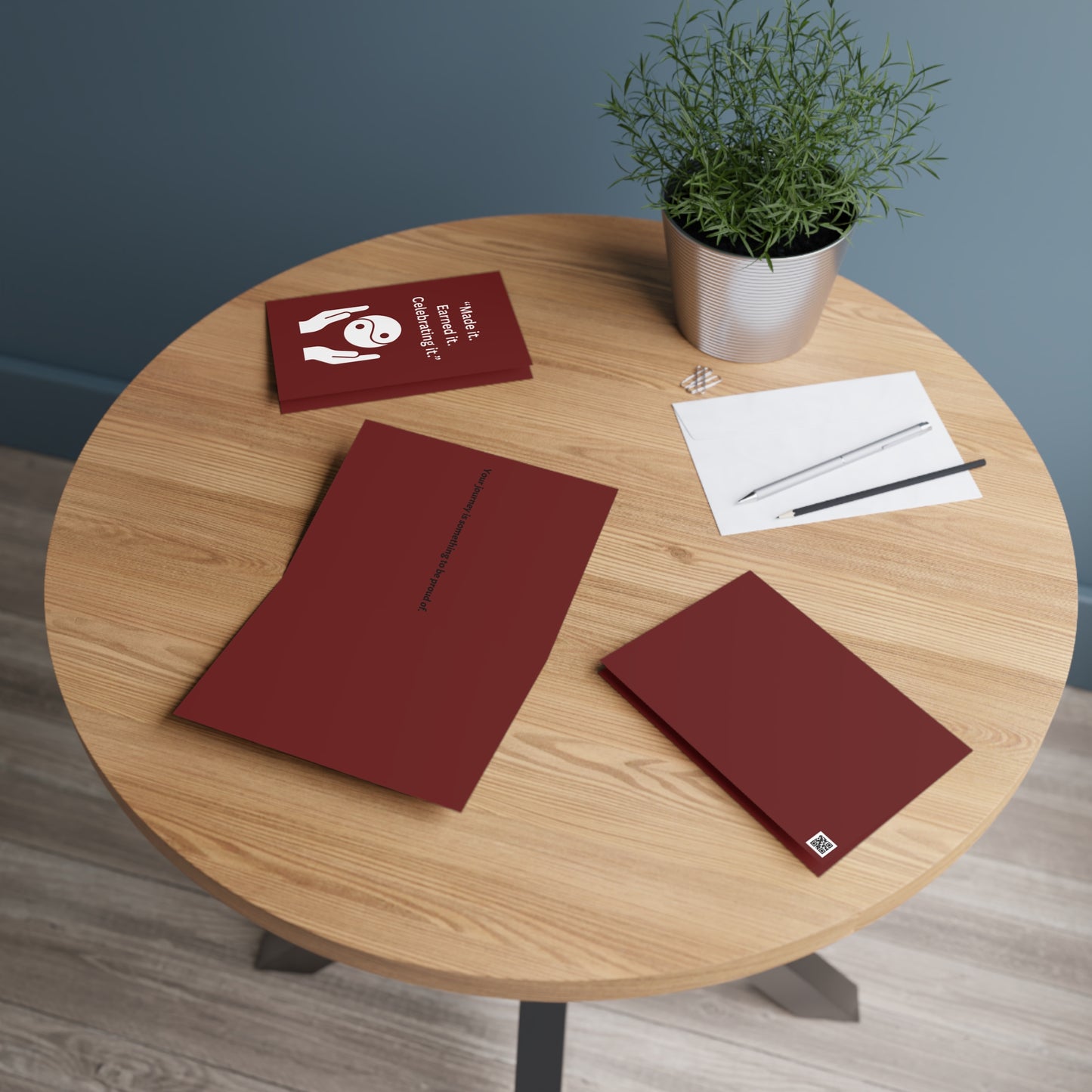 "Made It. Earned It. Celebrating It." — Maroon Greeting Card