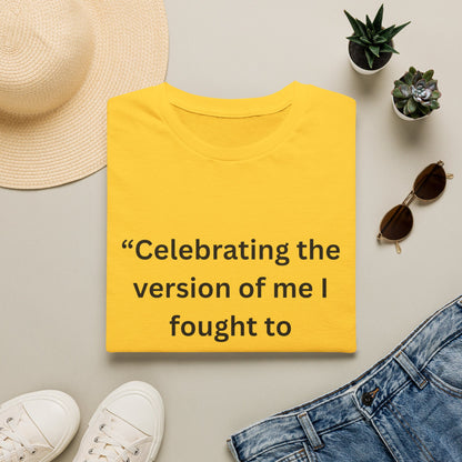 "Celebrating The Version of Me" — Empowered Man Unisex Softstyle Tee (Black Print)