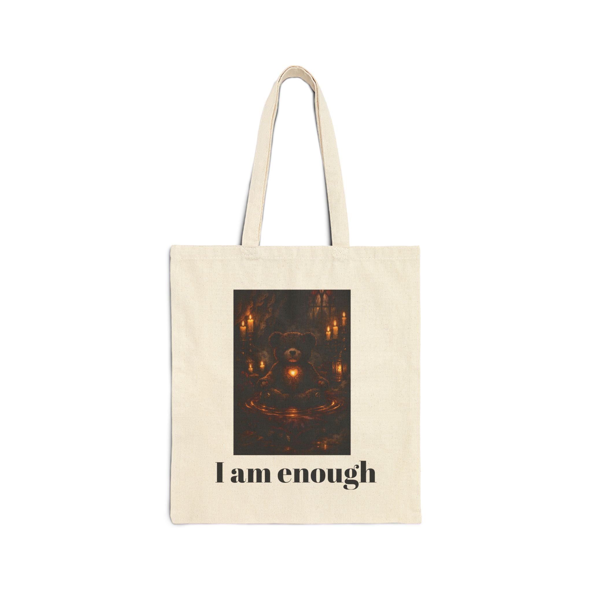 Inspirational Gothic teddy Bear "I Am Enough"  Tote Bag