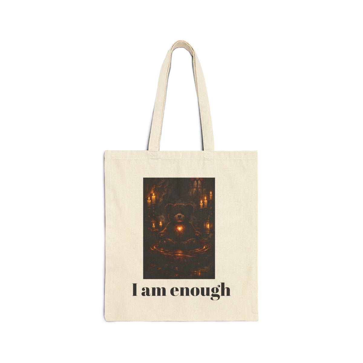 Inspirational Gothic teddy Bear "I Am Enough"  Tote Bag