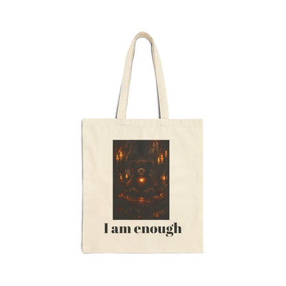 Inspirational Gothic teddy Bear "I Am Enough"  Tote Bag