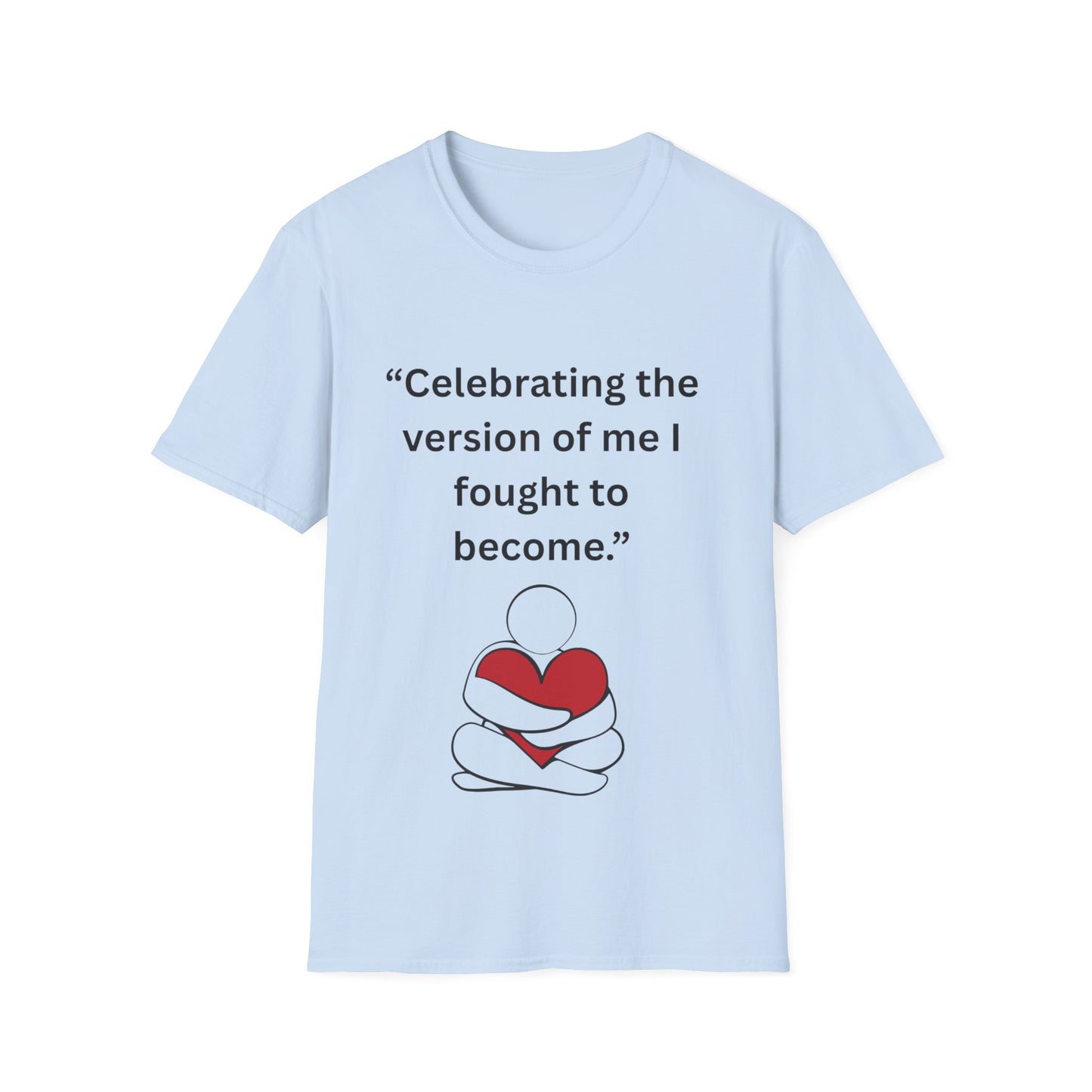 "Celebrating The Version of Me" — Self-Love Heart Unisex Softstyle Tee
