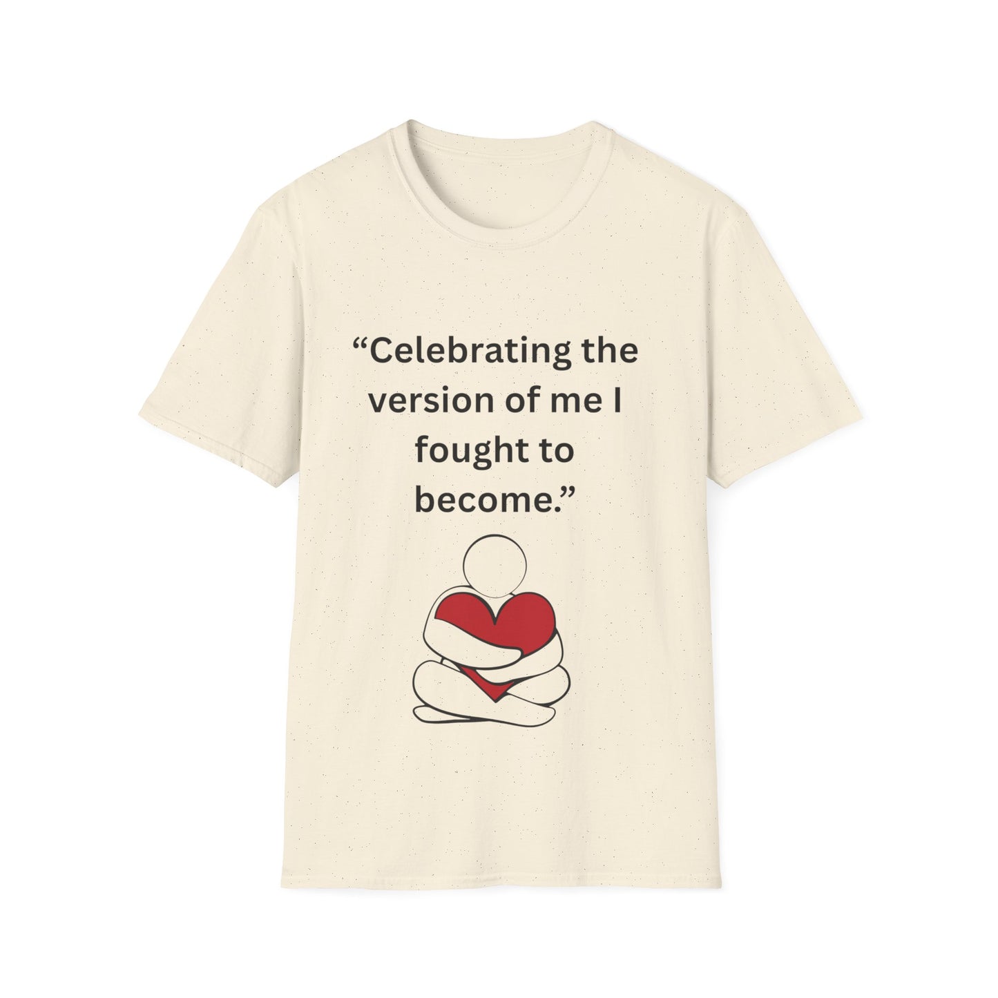"Celebrating The Version of Me" — Self-Love Heart Unisex Softstyle Tee