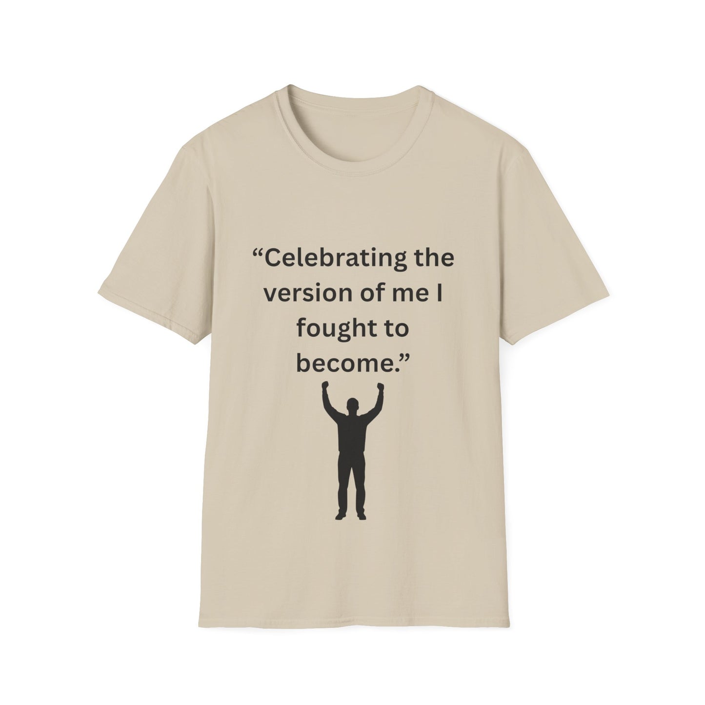 "Celebrating The Version of Me" — Empowered Man Unisex Softstyle Tee (Black Print)