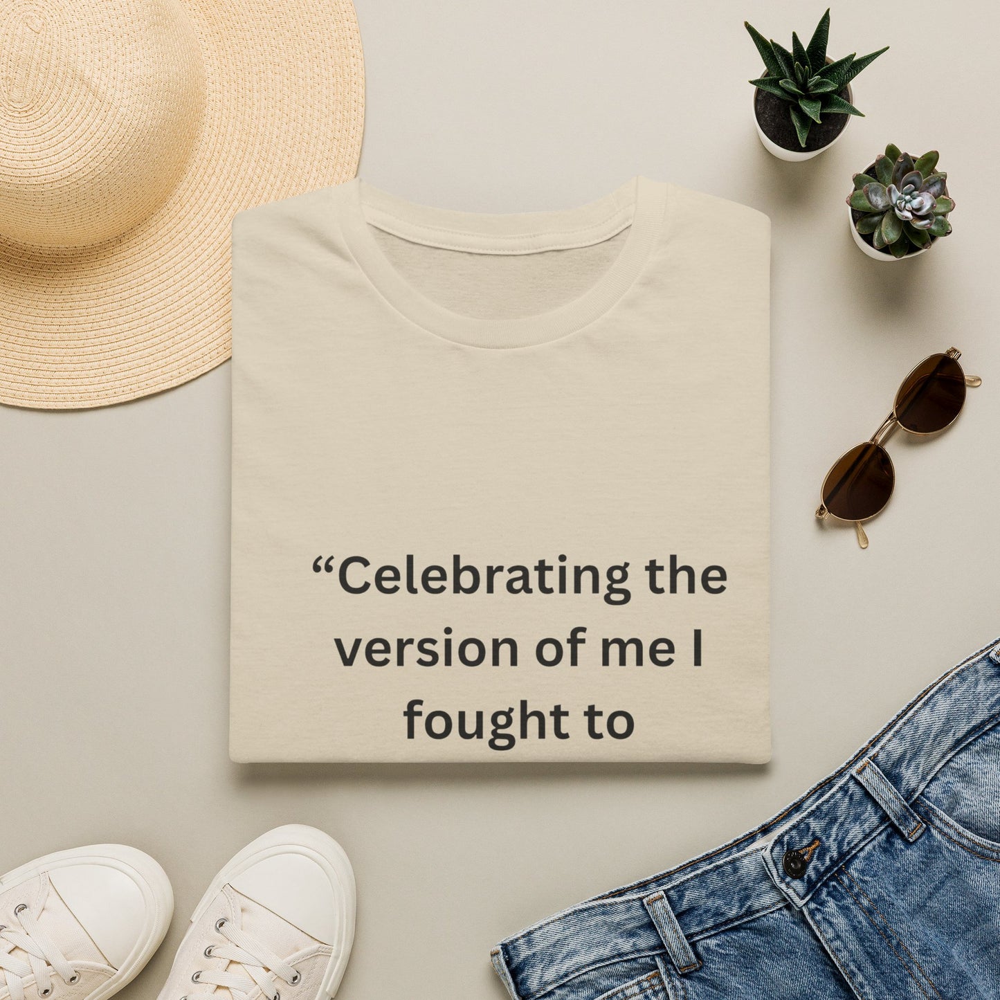 "Celebrating The Version of Me" — Empowered Woman Unisex Softstyle Tee (Black Print)