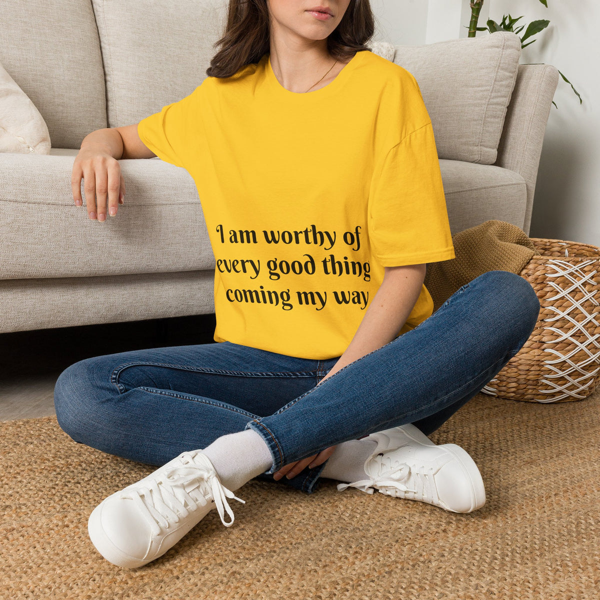 "I Am Worthy of Every Good Thing Coming My Way" — Unisex Softstyle T‑Shirt