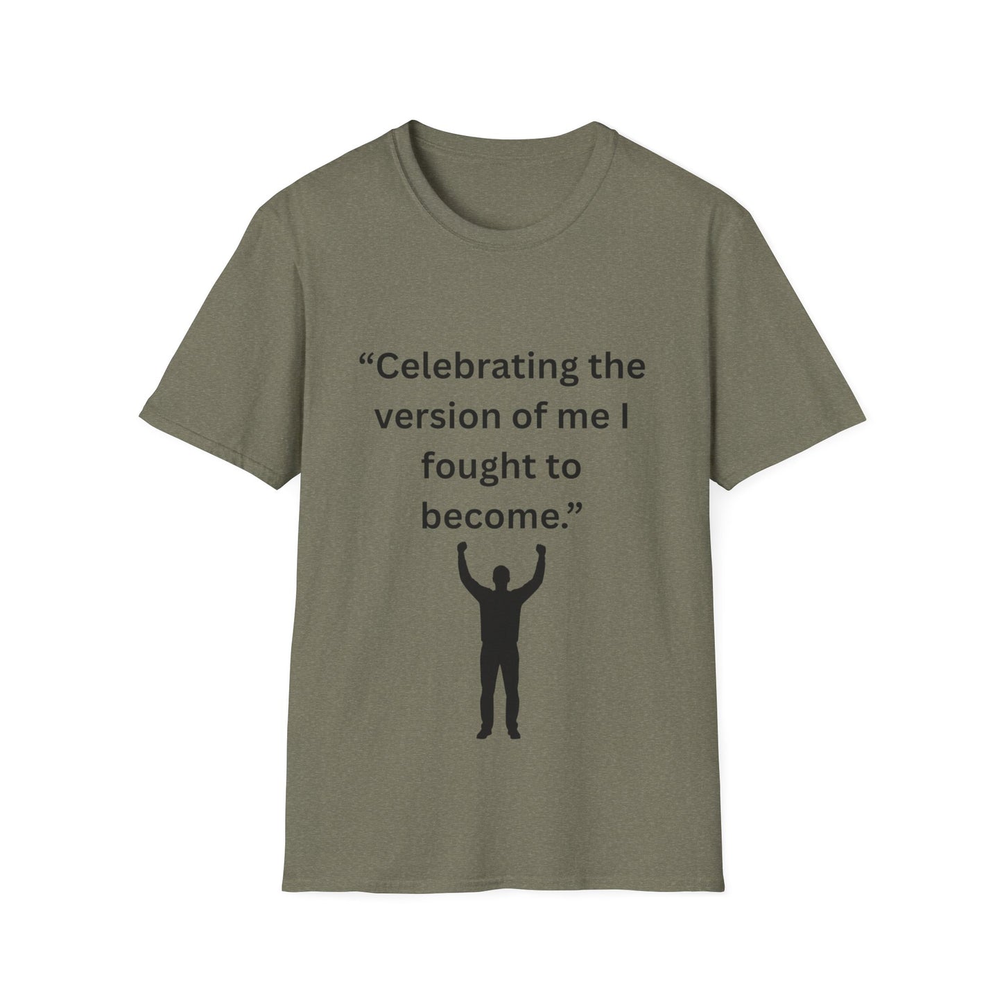 "Celebrating The Version of Me" — Empowered Man Unisex Softstyle Tee (Black Print)