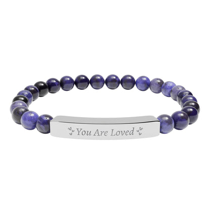You Are Loved Natural Stone Bar Bracelet – Genuine Gemstone Stretch Jewelry Gift