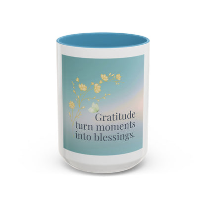Gratitude Coffee Mug 15oz – Inspirational Accent Mug for Morning Rituals & Positive Energy