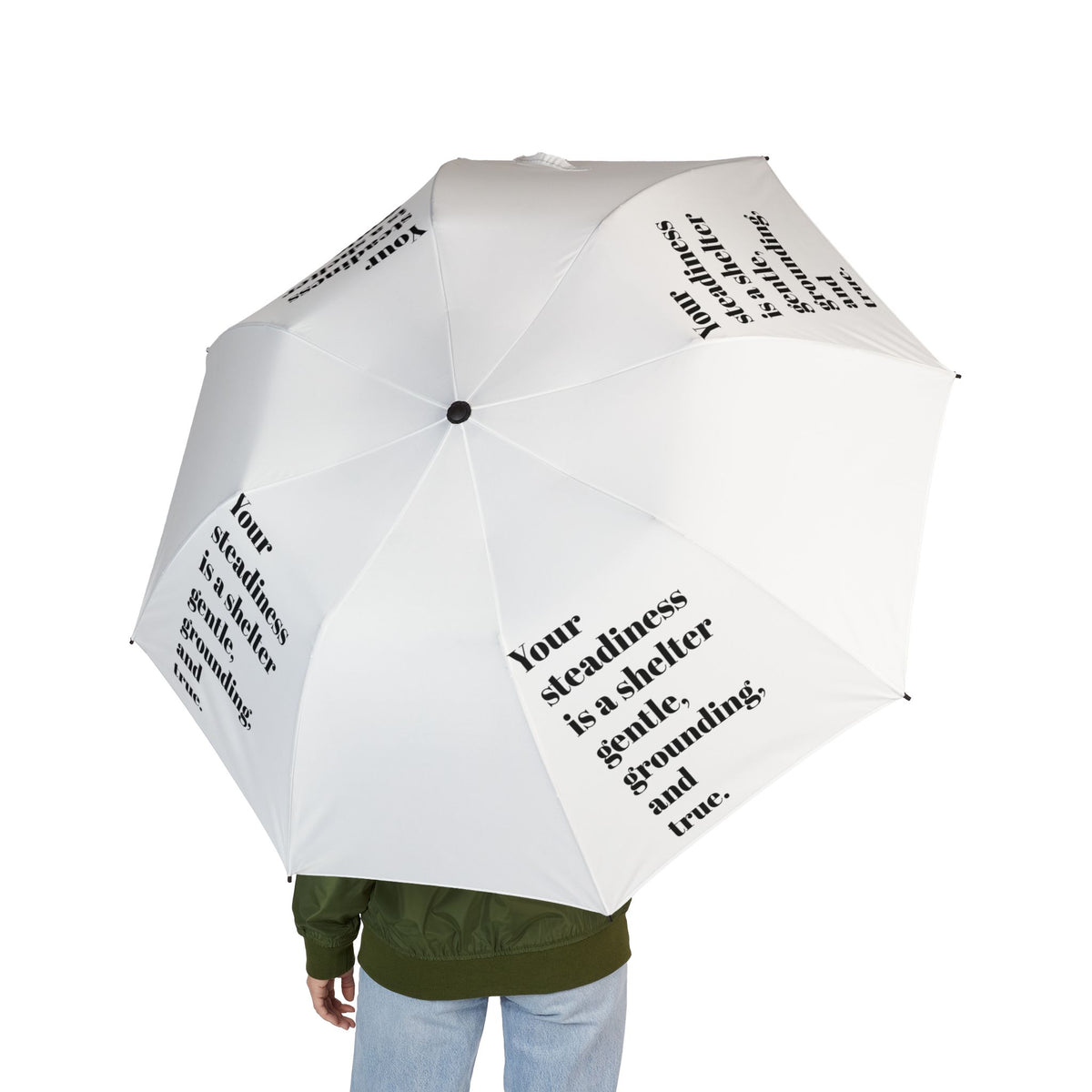 “Your Steadiness is A Shelter” — White Semi‑Automatic Foldable Umbrella