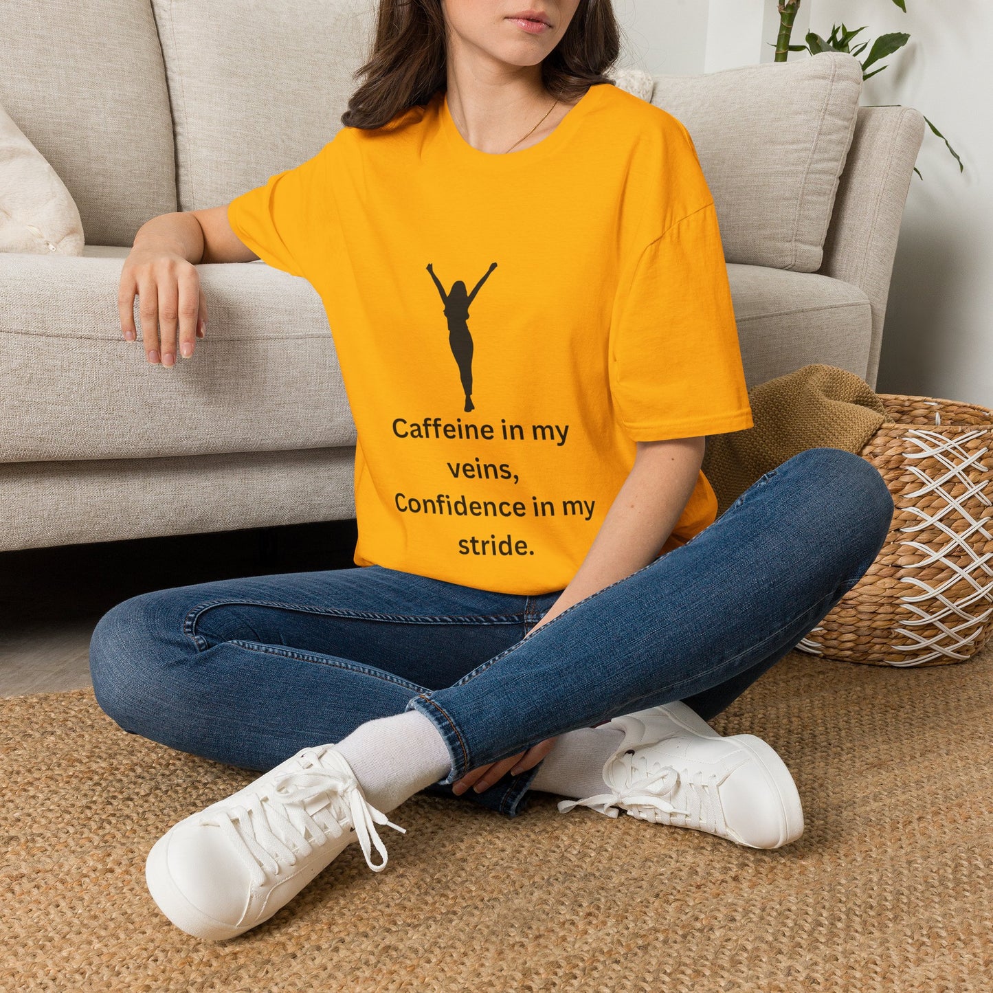 “Caffeine In My Veins, Confidence In My Stride” Tee shirt