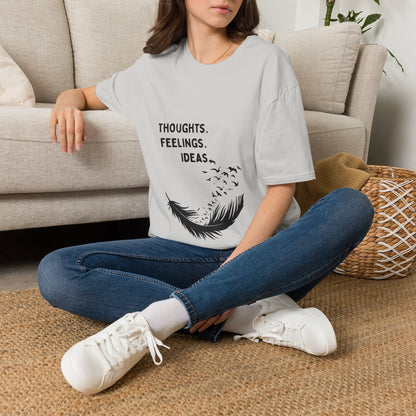 "Thoughts. Feelings. Ideas." — Unisex Softstyle T‑Shirt (Black Print)