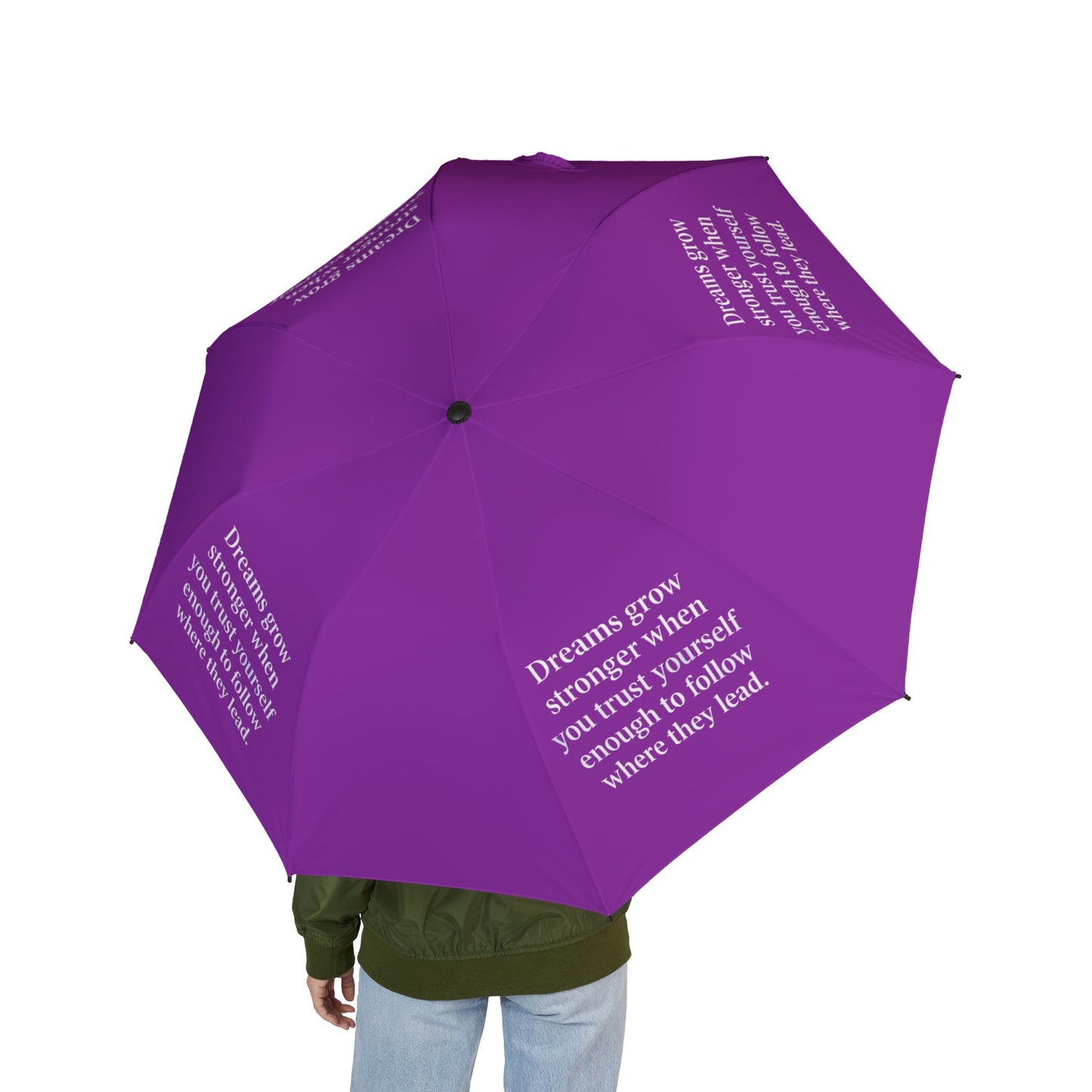 "Dreams Grow Stronger" — Purple Semi-Automatic Foldable Umbrella