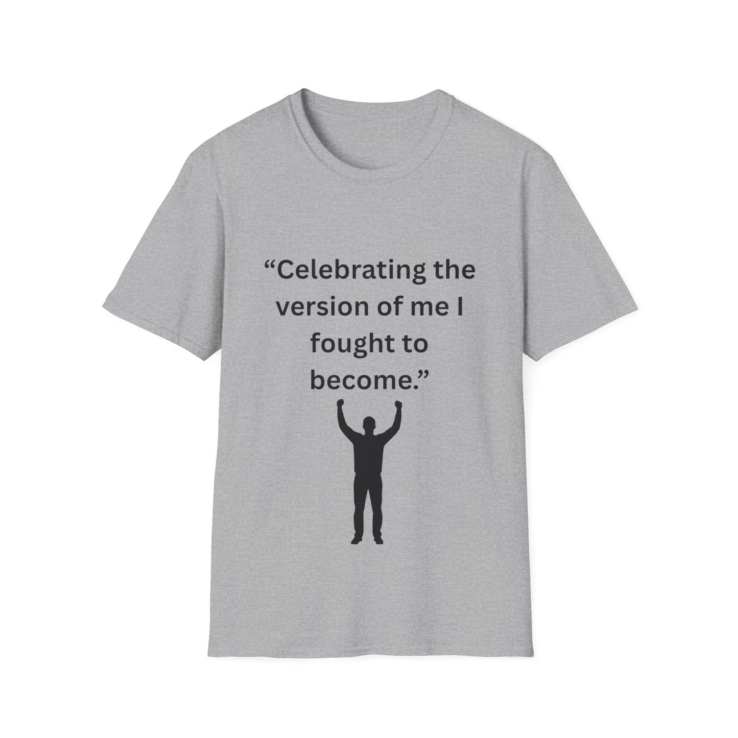 "Celebrating The Version of Me" — Empowered Man Unisex Softstyle Tee (Black Print)