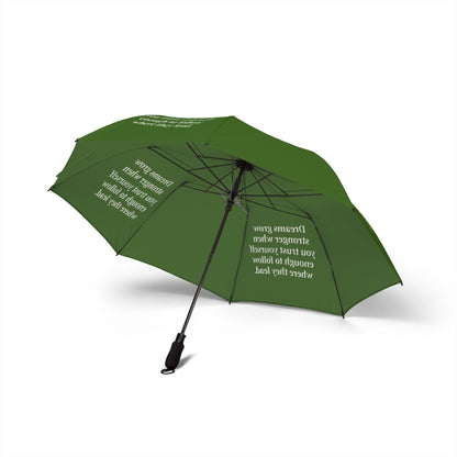 "Dreams Grow Stronger" — Green Semi-Automatic Foldable Umbrella