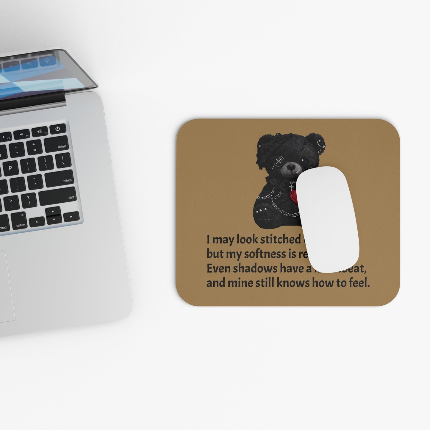 Stitched Softness — A Mouse Pad for Gentle Strength Tan
