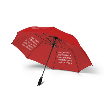 "Dreams Grow Stronger" — Red Semi-Automatic Foldable Umbrella
