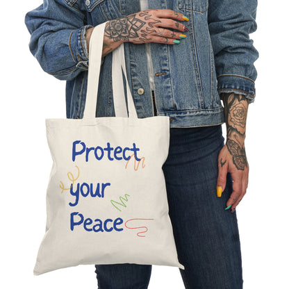 Protect Your Peace Natural Tote Bag – Eco-Friendly, Inspirational Cotton Canvas