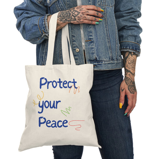 Protect Your Peace Natural Tote Bag – Eco-Friendly, Inspirational Cotton Canvas