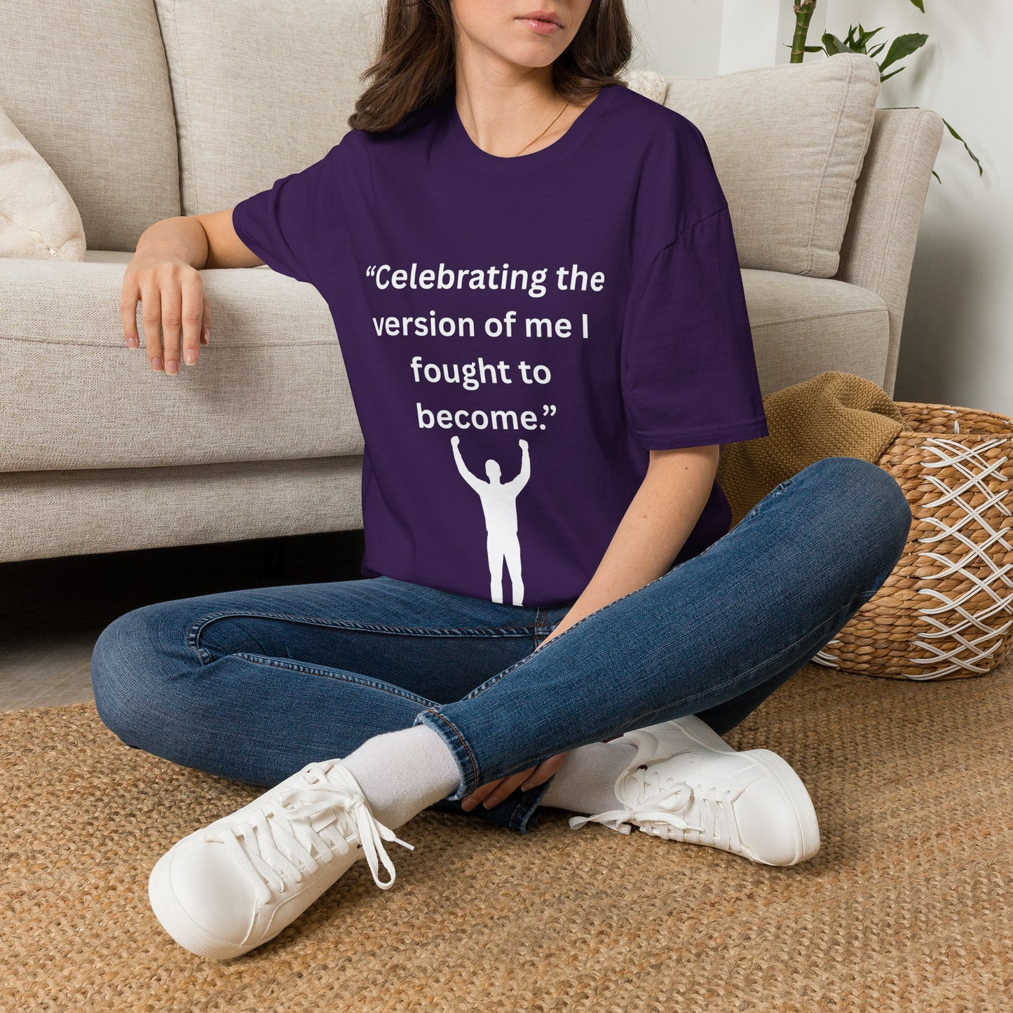 "Celebrating The Version of Me" — Empowered Man Unisex Softstyle Tee (White Print)