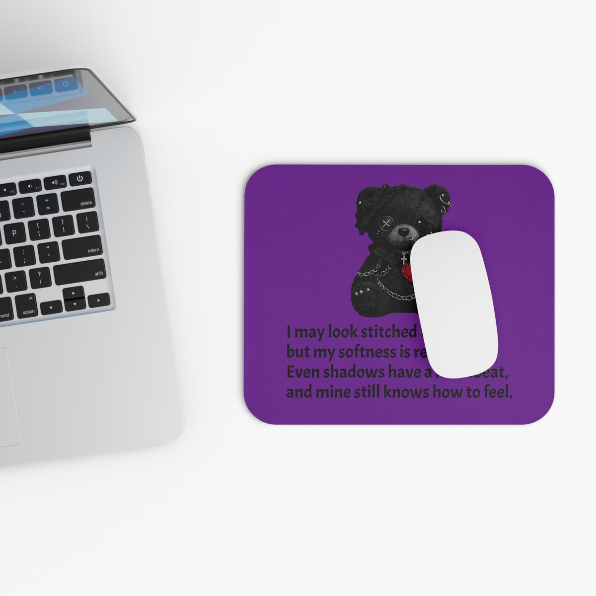 Stitched Softness — A Mouse Pad for Gentle Strength Purple