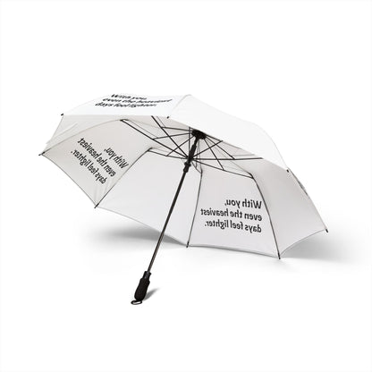 "With You, Even The Heaviest Days Feel Lighter" — White Semi-Automatic Foldable Umbrella