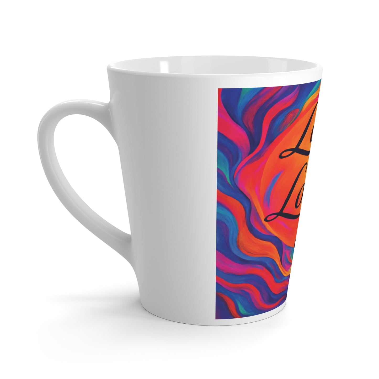 "Love flows where Love grows" Colorful Psychedelic Heart Coffee Latte Mug