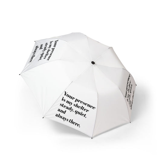 “Your Presence Is My Shelter” — White Semi‑Automatic Foldable Umbrella