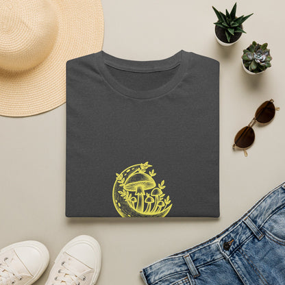 "Where the Moon Grows Wild Things" — Unisex Softstyle Tee (Yellow-White Print)