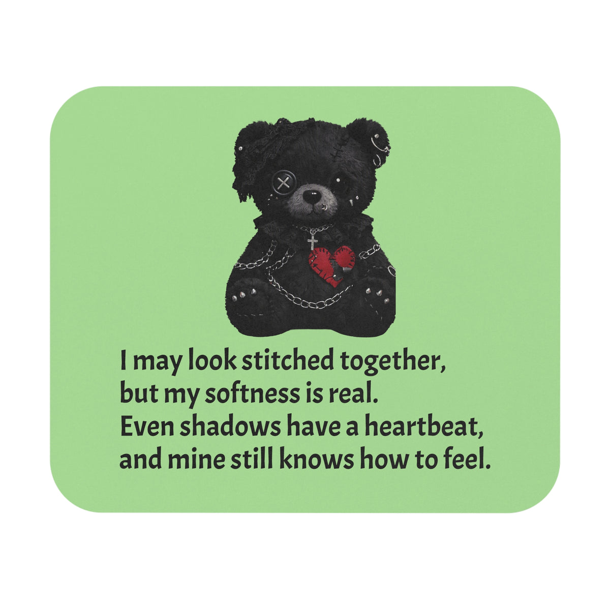 Stitched Softness — A Mouse Pad for Gentle Strength Light Green
